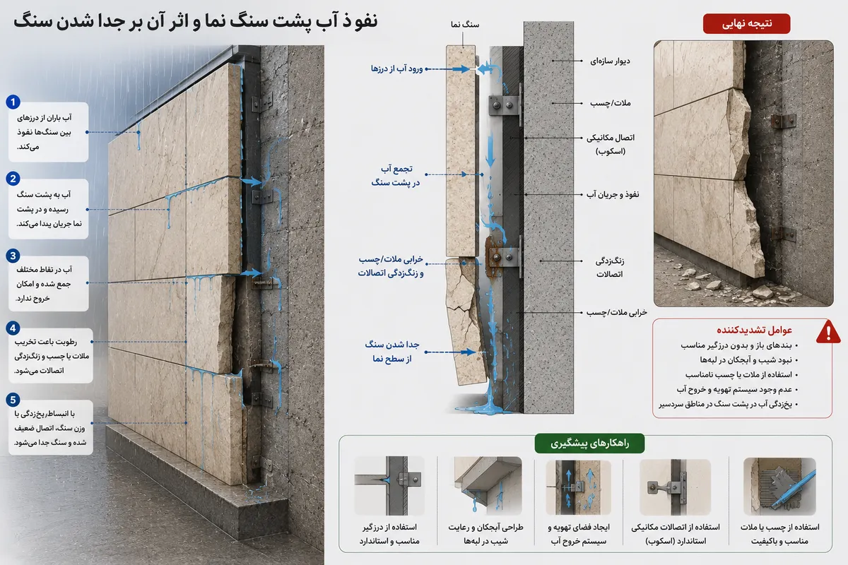 نفوذ آب پشت سنگ
